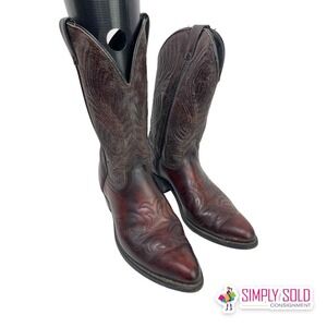 Laredo Men's Western Cowboy Boots Shoes‎ Brown Leather Closed-Toe Sz 10.5